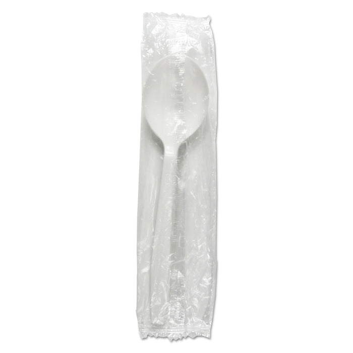 Heavyweight Wrapped Polypropylene Cutlery, Soup Spoon, White, 1,000/Carton