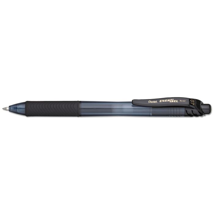 EnerGel-X Retractable Gel Pen, 0.7 mm Metal Tip, Black Ink/Barrel, Dozen
