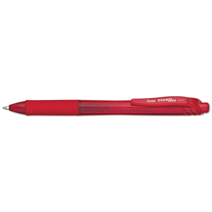 EnerGel-X Retractable Gel Pen, 0.7 mm Metal Tip, Red Ink/Barrel, Dozen
