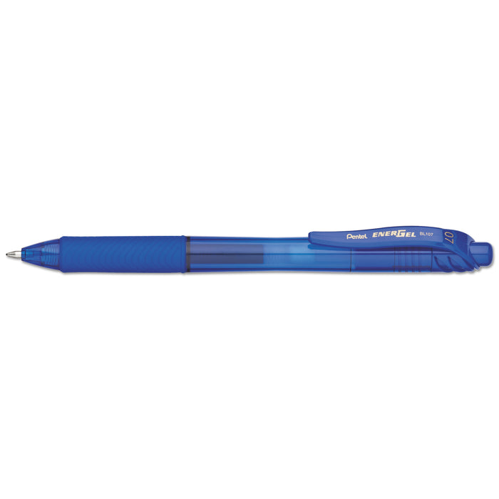 EnerGel-X Retractable Gel Pen, 0.7 mm Metal Tip, Blue Ink/Barrel, Dozen