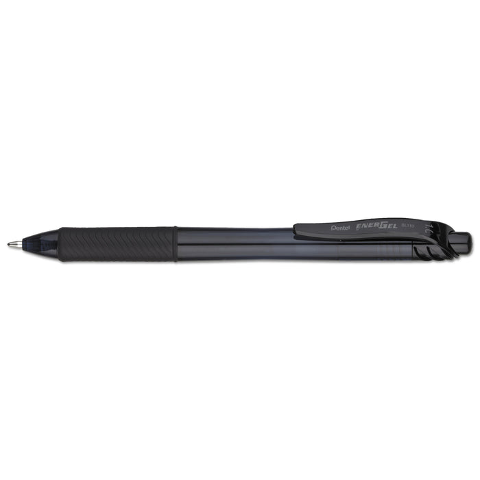 EnerGel-X Retractable Gel Pen, 1 mm Metal Tip, Black Ink, Smoke Barrel, Dozen