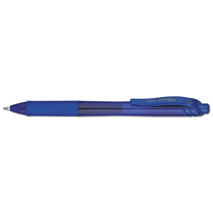 EnerGel-X Retractable Gel Pen, 1 mm Metal Tip, Blue Ink, Translucent Blue Barrel, Dozen