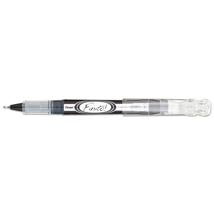 Finito! Stick Porous Point Pen, Extra-Fine 0.4mm, Black Ink, Black/Silver Barrel