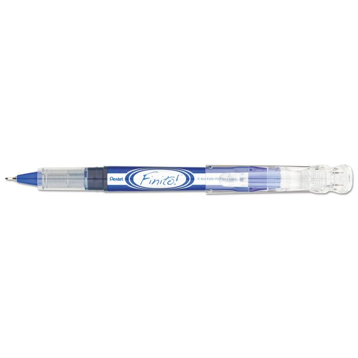 Finito! Stick Porous Point Pen, Extra-Fine 0.4mm, Blue Ink, Blue/Silver Barrel