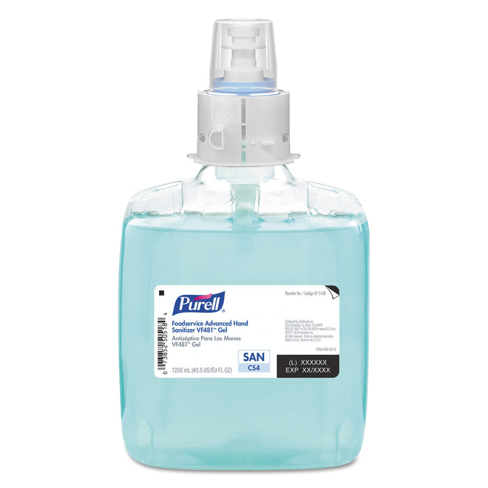 Foodservice Advanced VF481 Gel Hand Sanitizer, 1200 mL, For CS4 Hand Sanitizer Dispensers, 3/Carton