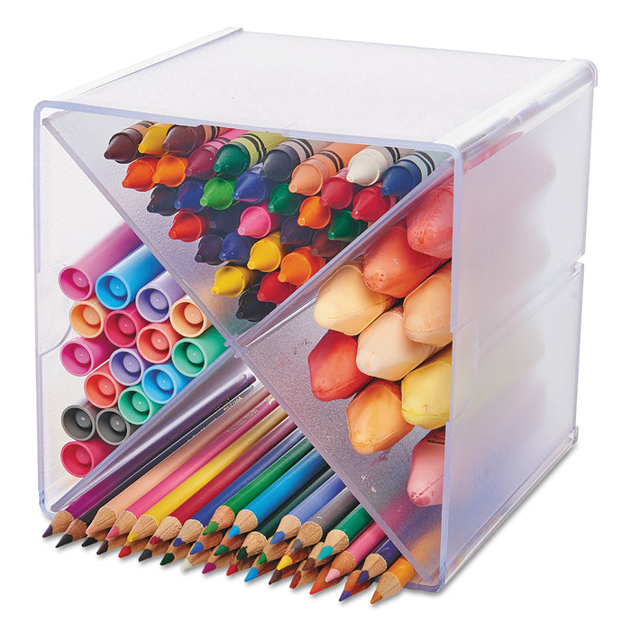 Stackable Cube Organizer, X Divider, 6 x 7 1/8 x 6, Clear