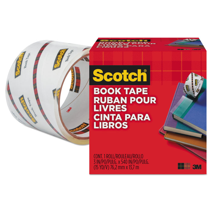 Book Tape, 3" Core, 3" x 15 yds, Clear