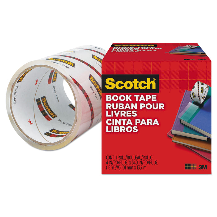 Book Tape, 3" Core, 4" x 15 yds, Clear