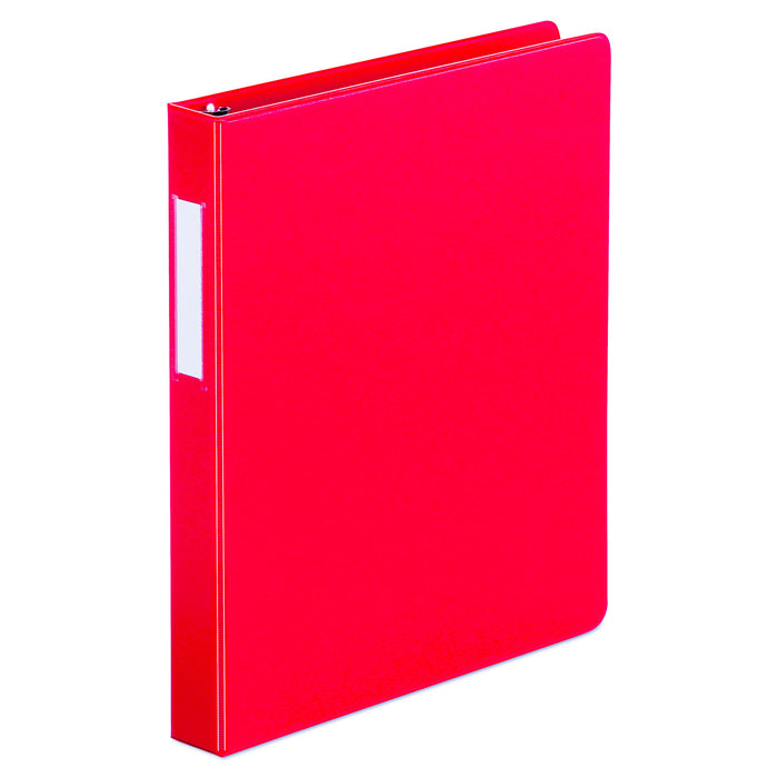 Deluxe Non-View D-Ring Binder with Label Holder, 3 Rings, 1" Capacity, 11 x 8.5, Red