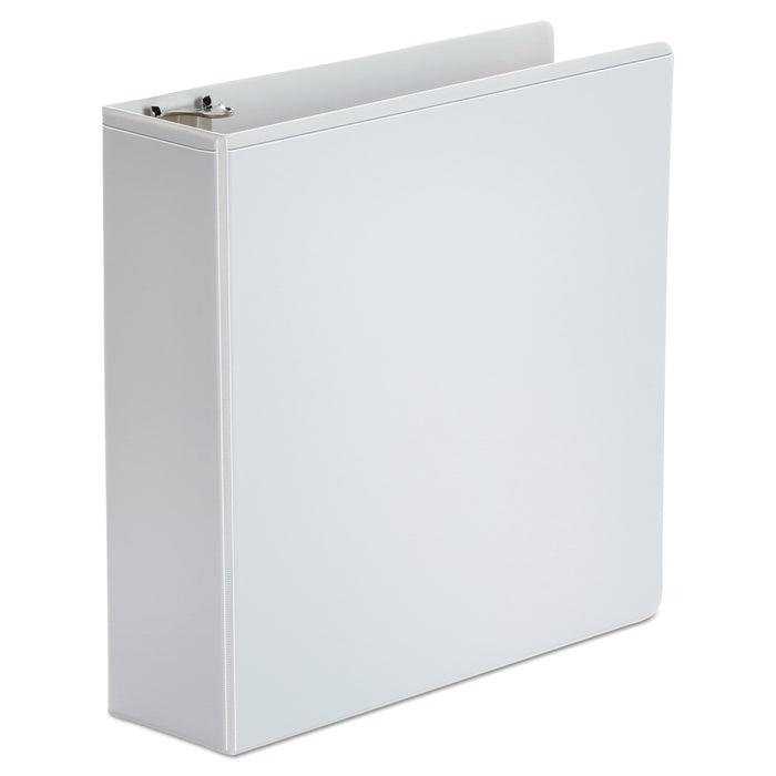 Economy Round Ring View Binder, 3 Rings, 3" Capacity, 11 x 8.5, White, 6/Pack