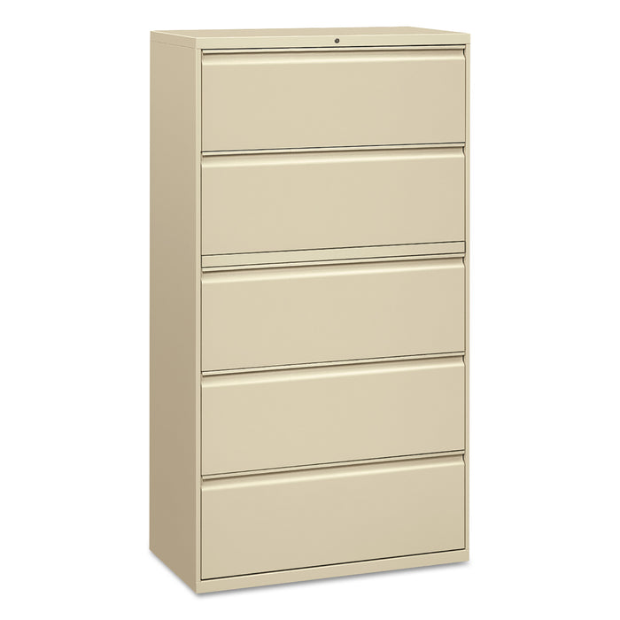 Five-Drawer Lateral File Cabinet, 36w x 18d x 64.25h, Putty