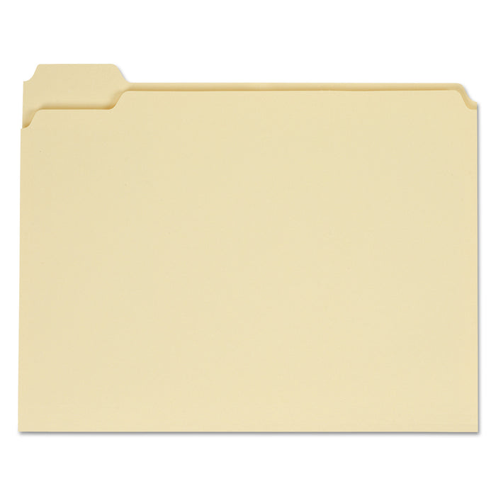 Top Tab Manila File Folders, 1/5-Cut Tabs, Assorted Positions, Letter Size, 11 pt. Manila, 100/Box