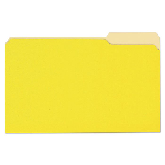 Deluxe Colored Top Tab File Folders, 1/3-Cut Tabs, Legal Size, Yellowith Light Yellow, 100/Box