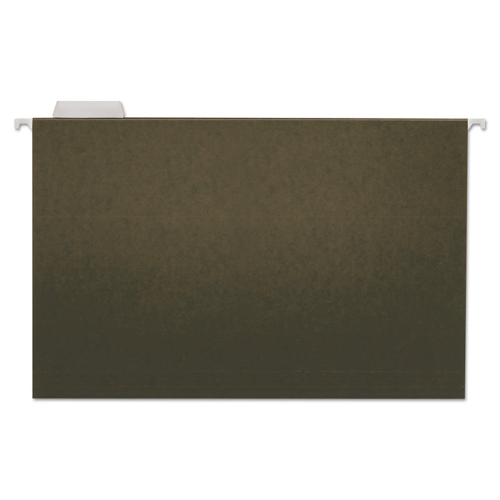 Hanging File Folders, Legal Size, 1/5-Cut Tab, Standard Green, 25/Box