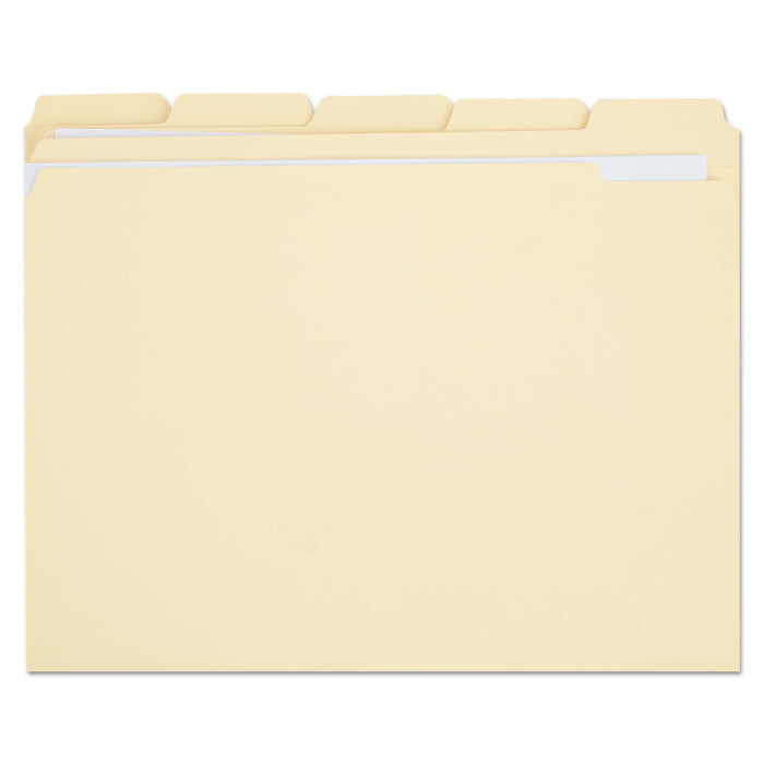 Double-Ply Top Tab Manila File Folders, 1/5-Cut Tabs, Letter Size, 100/Box