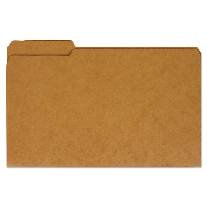 Reinforced Kraft Top Tab File Folders, 1/3-Cut Tabs, Legal Size, Kraft, 100/Box