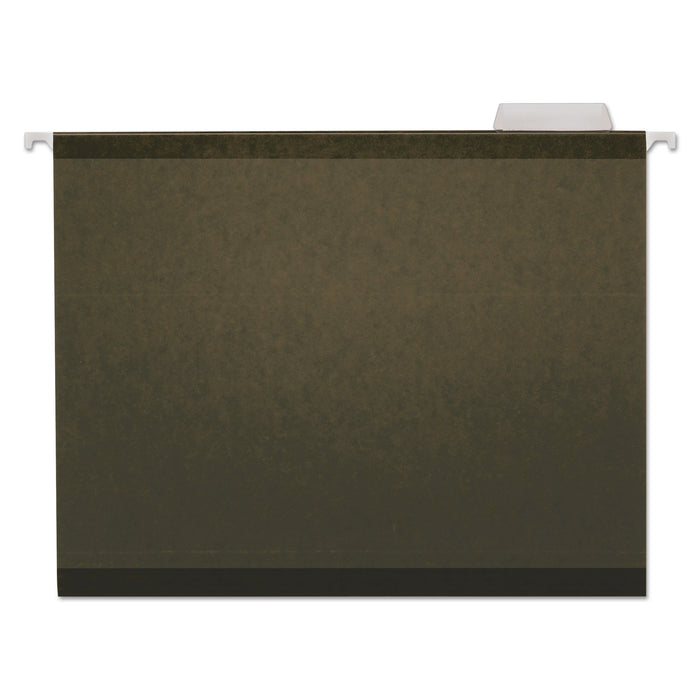 Deluxe Reinforced Recycled Hanging File Folders, Letter Size, 1/5-Cut Tab, Standard Green, 25/Box