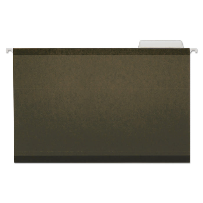 Deluxe Reinforced Recycled Hanging File Folders, Legal Size, 1/3-Cut Tab, Standard Green, 25/Box