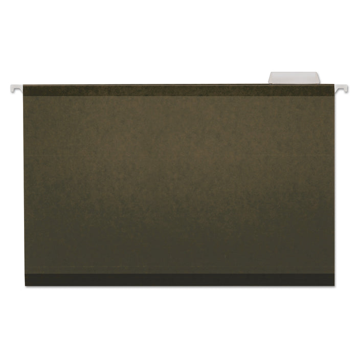 Deluxe Reinforced Recycled Hanging File Folders, Legal Size, 1/5-Cut Tab, Standard Green, 25/Box