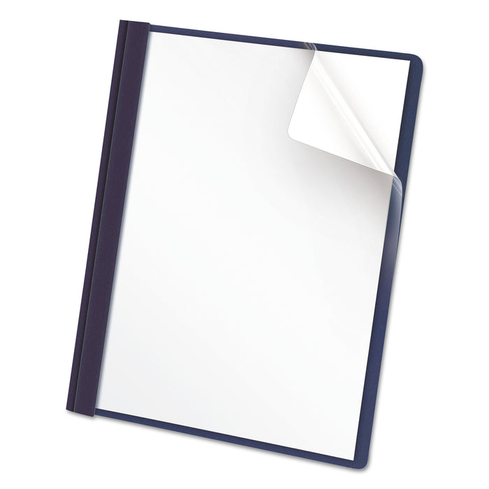 Clear Front Report Cover, Tang Fasteners, Letter Size, Dark Blue, 25/Box