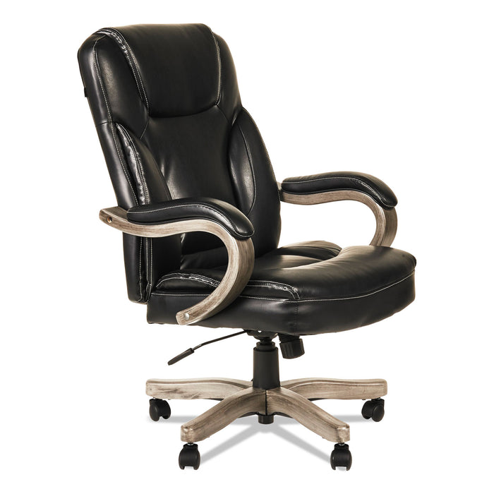 Alera Transitional Series Executive Wood Chair, Supports up to 275 lbs., Black Seat/Black Back, Gray Ash Base