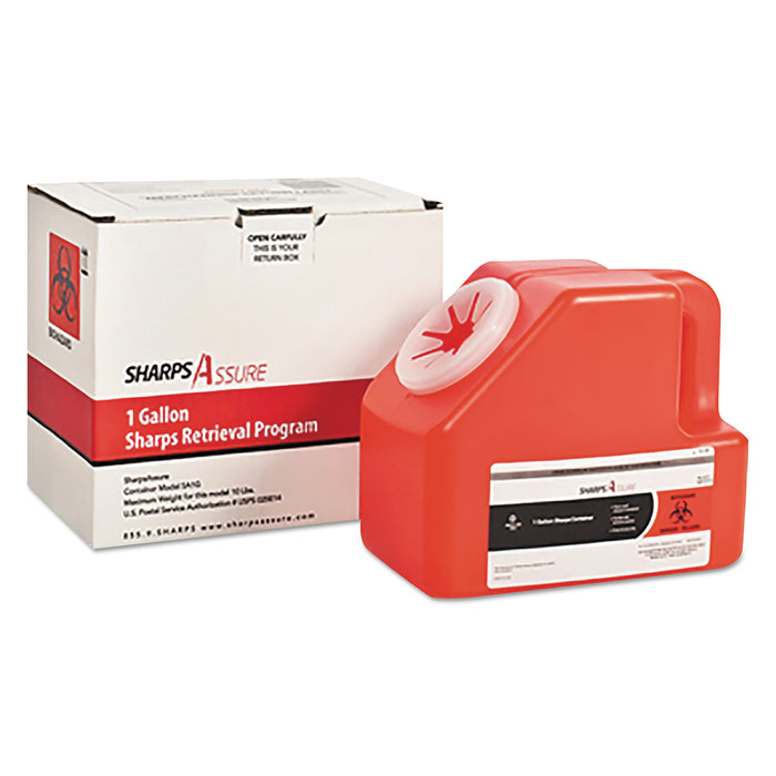 Sharps Retrieval Program Containers, 1 gal, Cardboard/Plastic, Red ...