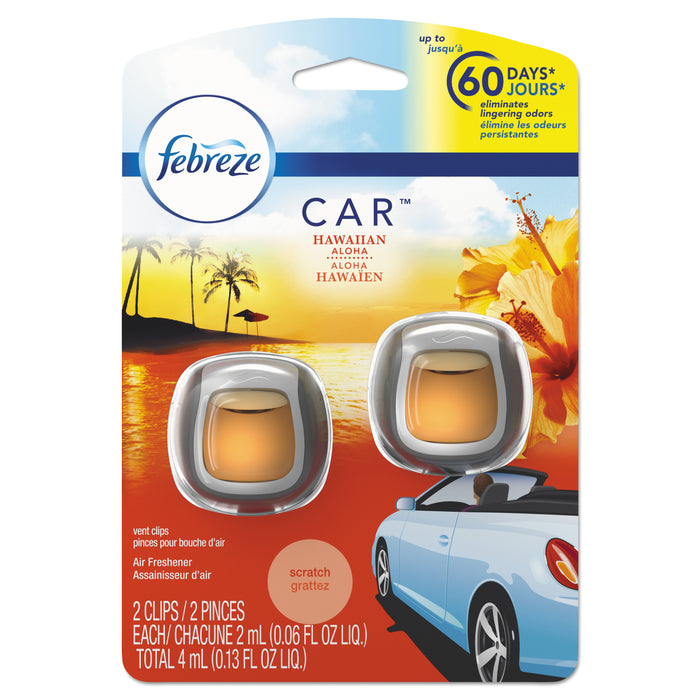 CAR Air Freshener, Hawaiian Aloha, 2 ml Clip, 2/Pack, 8 Packs/Carton