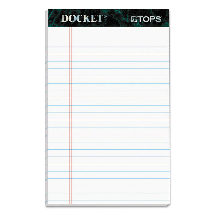 Docket Ruled Perforated Pads, Narrow Rule, 5 x 8, White, 50 Sheets, 12/Pack