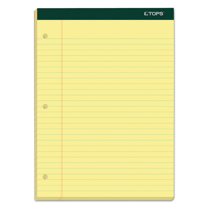 Double Docket Ruled Pads, Wide/Legal Rule, 8.5 x 11.75, Canary, 100 Sheets, 6/Pack