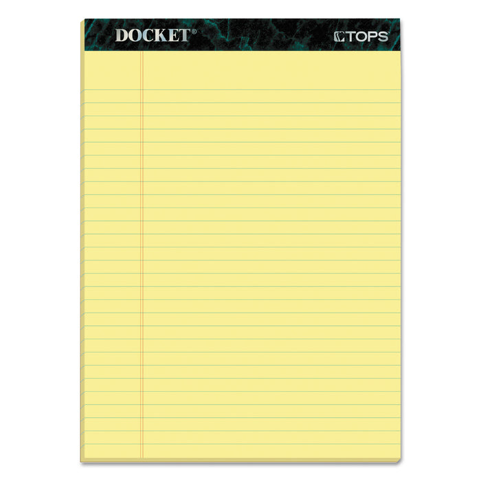 Docket Ruled Perforated Pads, Wide/Legal Rule, 8.5 x 11.75, Canary, 50 Sheets, 12/Pack