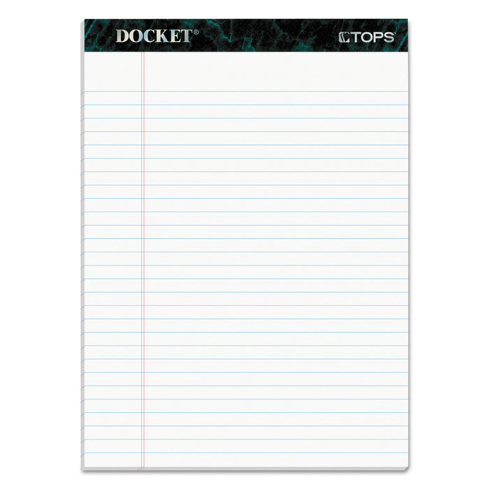 Docket Ruled Perforated Pads, Wide/Legal Rule, 8.5 x 11.75, White, 50 Sheets, 6/Pack