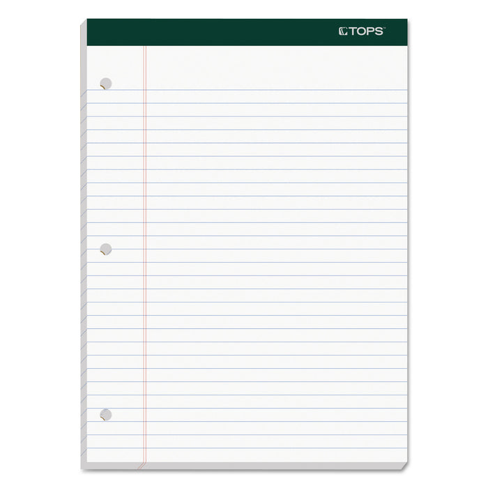 Double Docket Ruled Pads, Wide/Legal Rule, 8.5 x 11.75, White, 100 Sheets, 6/Pack