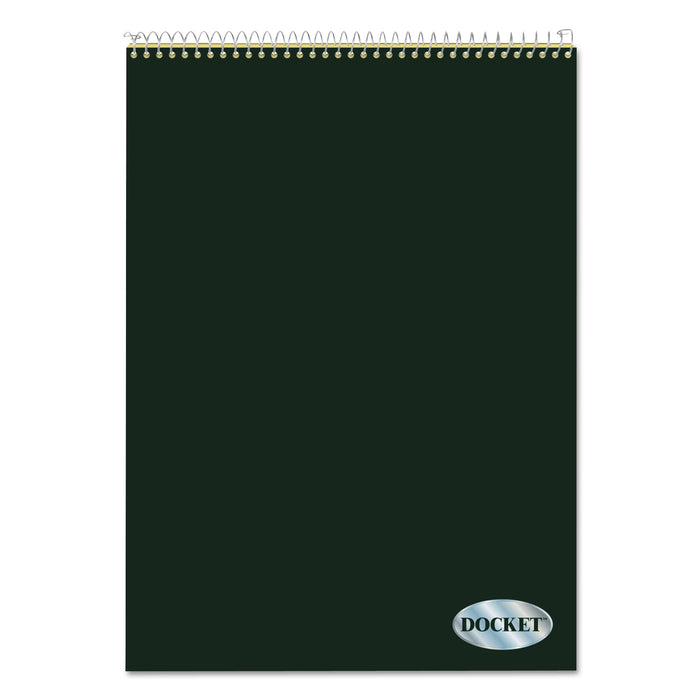 Docket Ruled Wirebound Pad w/ Cover, 1 Subject, Wide/Legal Rule, Dark Green Cover, 8.5 x 11.75, 70 Sheets