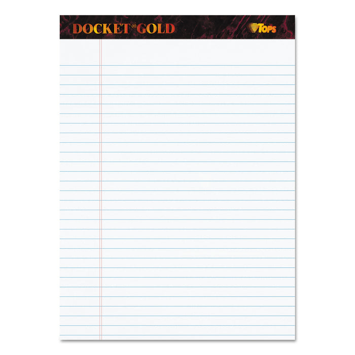 Docket Gold Ruled Perforated Pads, Wide/Legal Rule, 8.5 x 11.75, White, 50 Sheets, 12/Pack
