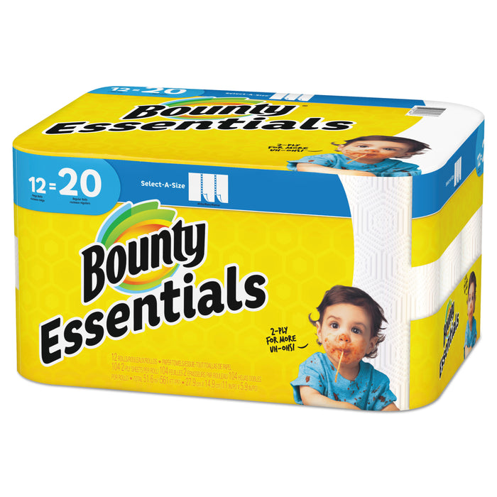 Essentials Select-A-Size Paper Towels, 2-Ply, 104 Sheets/Roll, 12 Rolls/Carton