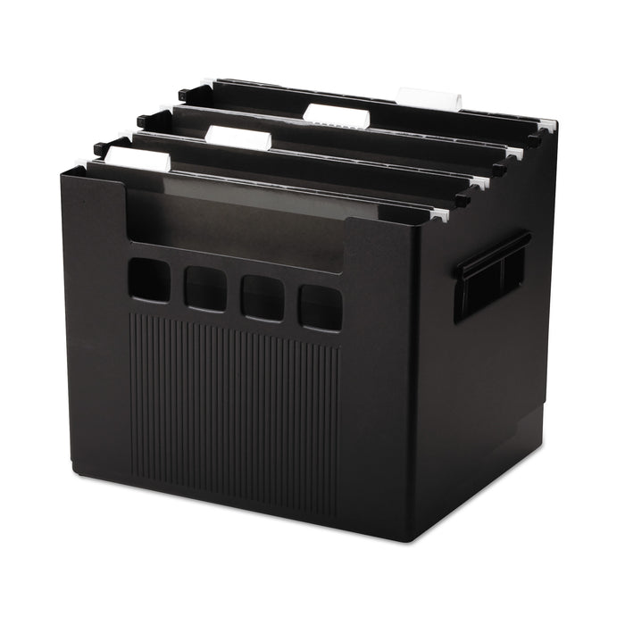 Desktop File w/Hanging Folders, Letter, Plastic, 12 3/4 x 10 x 11, Black