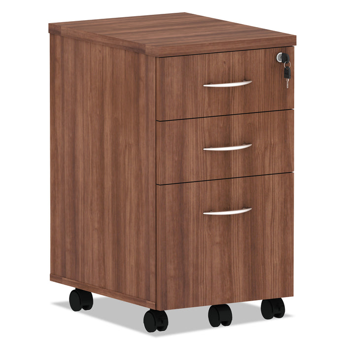 Alera Valencia Series Mobile Box/Box/File Pedestal, 15.88w x 20.5d x 28.38h, Modern Walnut