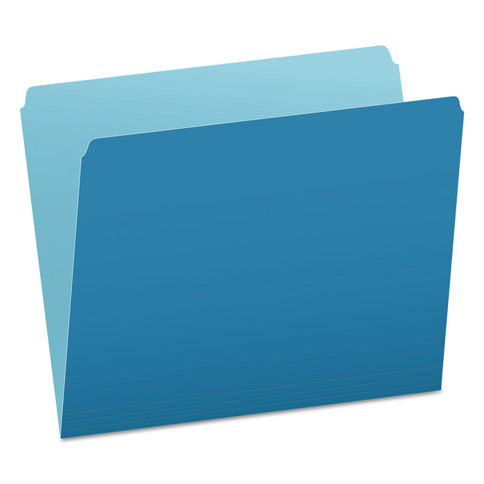 Colored File Folders, Straight Tab, Letter Size, Blue/Light Blue, 100/Box