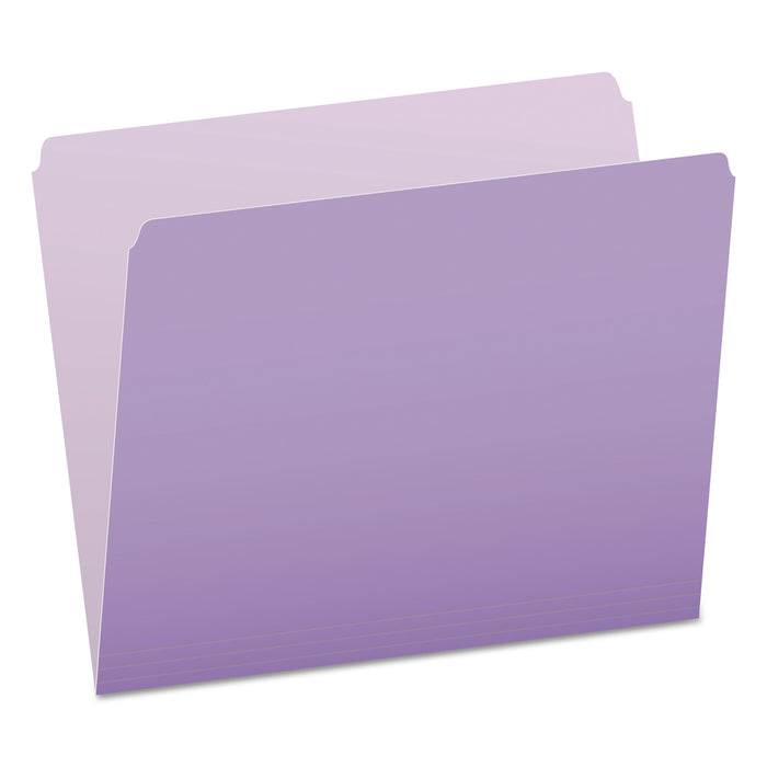 Colored File Folders, Straight Tab, Letter Size, Lavender/Light Lavender, 100/Box