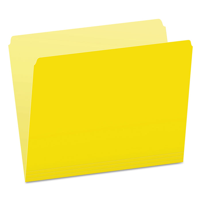 Colored File Folders, Straight Tab, Letter Size, Yellowith Light Yellow, 100/Box