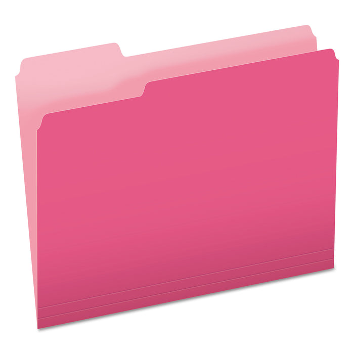 Colored File Folders, 1/3-Cut Tabs, Letter Size, Pink/Light Pink, 100/Box
