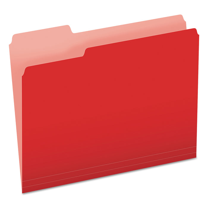 Colored File Folders, 1/3-Cut Tabs, Letter Size, Red/Light Red, 100/Box