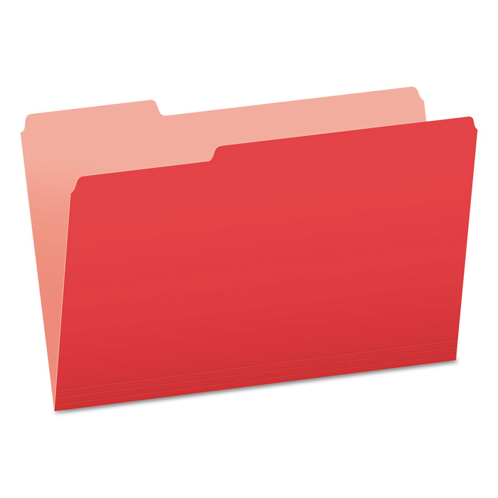 Colored File Folders, 1/3-Cut Tabs, Legal Size, Red/Light Red, 100/Box