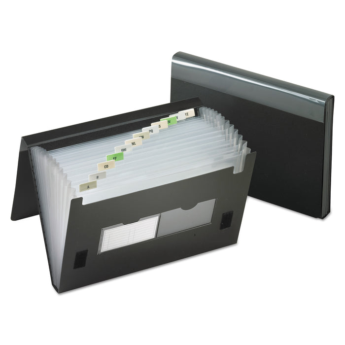 13-Pocket File, 4" Expansion, 13 Sections, 1/13-Cut Tab, Letter Size, Black
