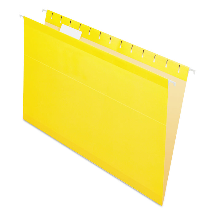 Colored Reinforced Hanging Folders, Legal Size, 1/5-Cut Tab, Yellow, 25/Box
