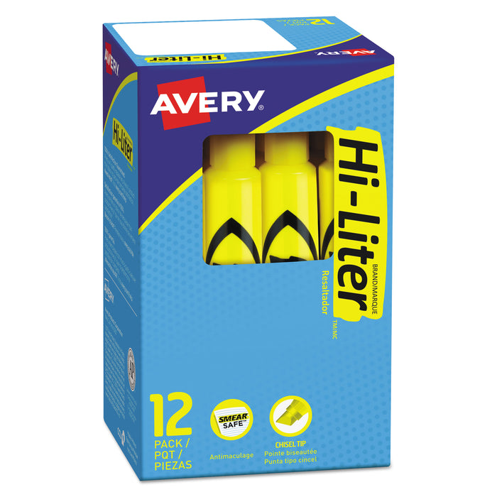 HI-LITER Desk-Style Highlighters, Chisel Tip, Yellow, Dozen, (7742)