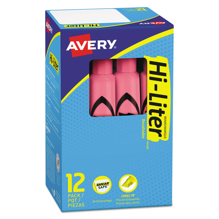 HI-LITER Desk-Style Highlighters, Chisel Tip, Light Pink, Dozen, (7749)