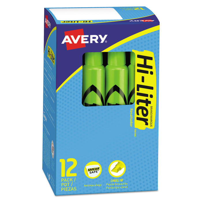 HI-LITER Desk-Style Highlighters, Chisel Tip, Fluorescent Green, Dozen