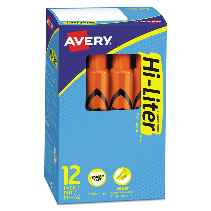 HI-LITER Desk-Style Highlighters, Chisel Tip, Fluorescent Orange, Dozen