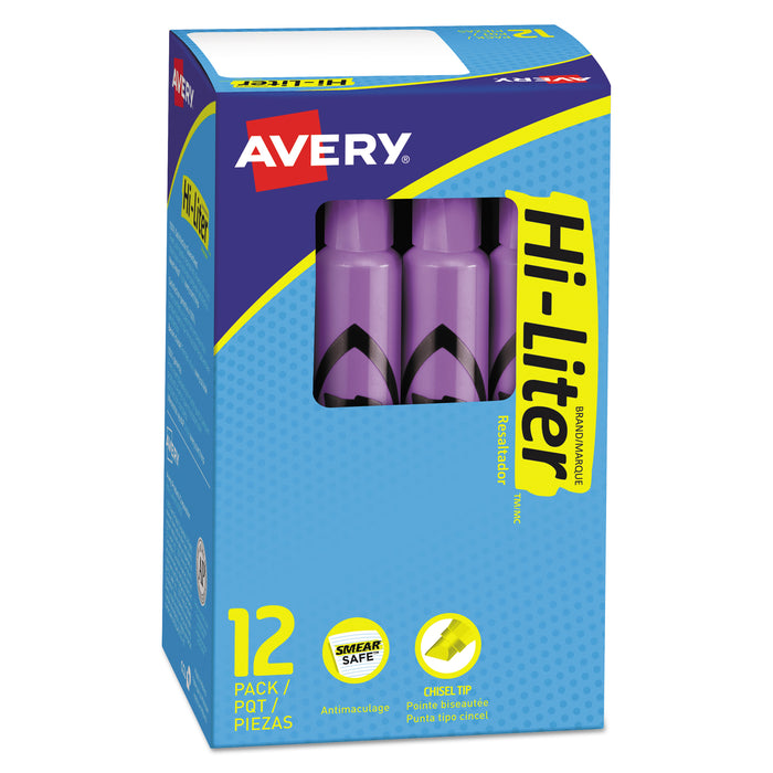 HI-LITER Desk-Style Highlighters, Chisel Tip, Fluorescent Purple, Dozen